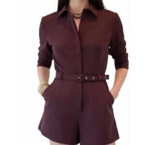 NEW SHUG brooklyn collared romper in red